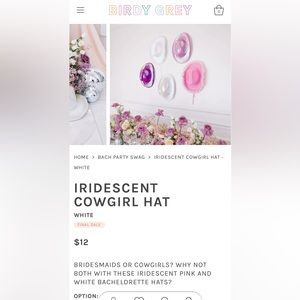 Hot Pink Birdy Grey Iridescent Cowboy Hats - perfect for bachelorette party!